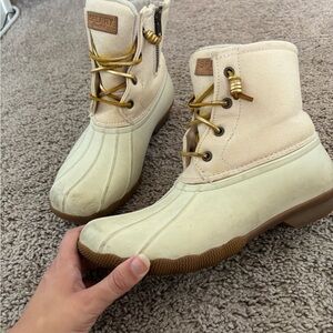 Sperry Tan and Cream Lace-Up Boots
